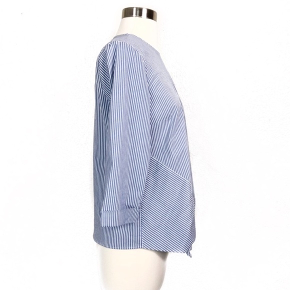 J. Jill Striped Tie Front Blouse 2/3 Sleeve Top XS - Picture 6 of 8